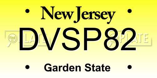 DVSP82 New Jersey License Plate