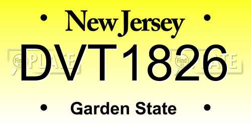 DVT1826 New Jersey License Plate