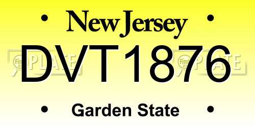 DVT1876 New Jersey License Plate