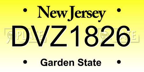 DVZ1826 New Jersey License Plate