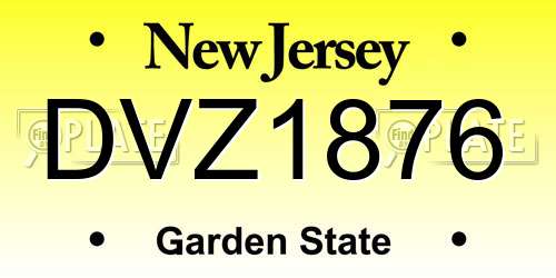 DVZ1876 New Jersey License Plate