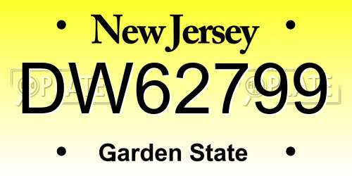 DW62799 New Jersey License Plate