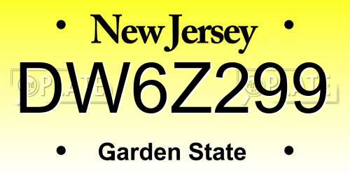 DW6Z299 New Jersey License Plate