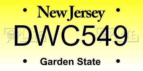 DWC549 New Jersey License Plate