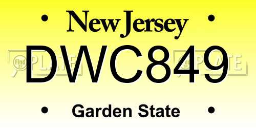 DWC849 New Jersey License Plate
