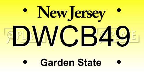DWCB49 New Jersey License Plate