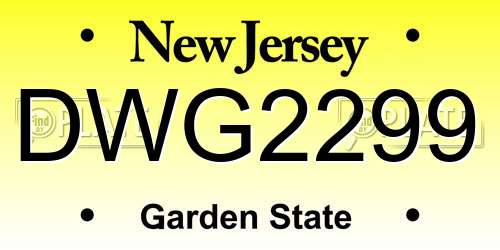 DWG2299 New Jersey License Plate
