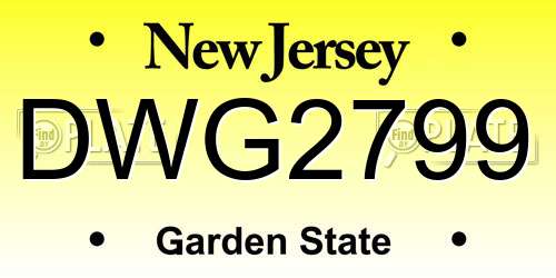 DWG2799 New Jersey License Plate