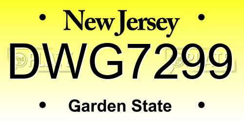 DWG7299 New Jersey License Plate