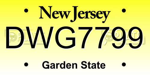 DWG7799 New Jersey License Plate