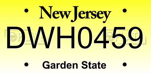 DWH0459 New Jersey License Plate