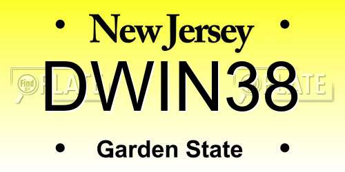 DWIN38 New Jersey License Plate