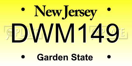 DWM149 New Jersey License Plate