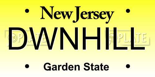DWNHILL New Jersey License Plate