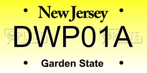 DWP01A New Jersey License Plate