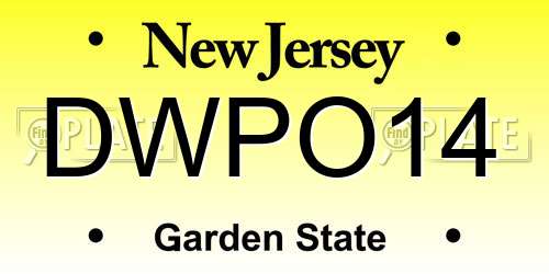 DWPO14 New Jersey License Plate