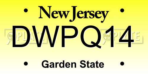 DWPQ14 New Jersey License Plate