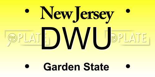 DWU New Jersey License Plate