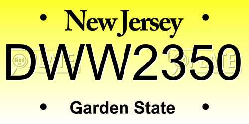DWW2350 New Jersey License Plate