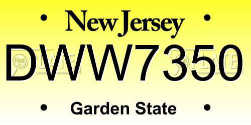 DWW7350 New Jersey License Plate