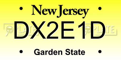 DX2E1D New Jersey License Plate