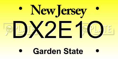 DX2E1O New Jersey License Plate