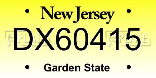 DX60415 New Jersey License Plate