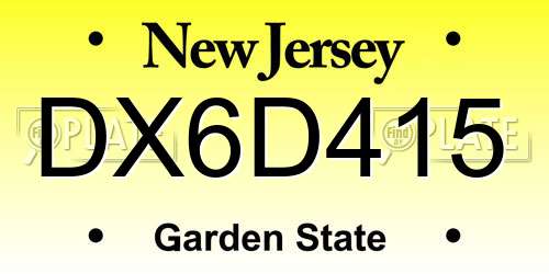 DX6D415 New Jersey License Plate