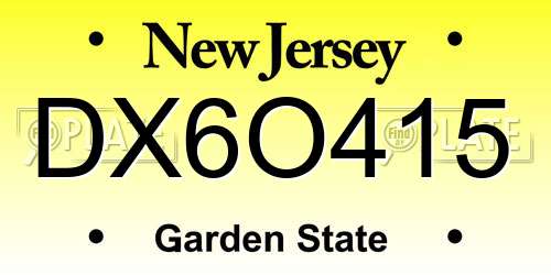 DX6O415 New Jersey License Plate