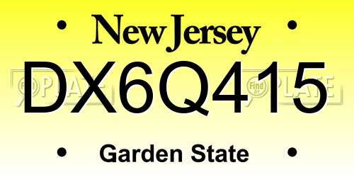 DX6Q415 New Jersey License Plate