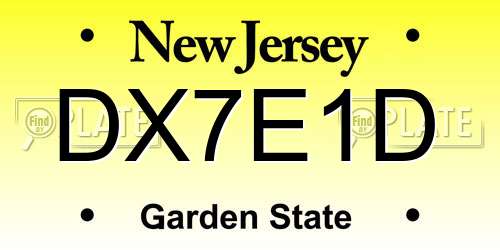 DX7E1D New Jersey License Plate
