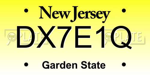 DX7E1Q New Jersey License Plate