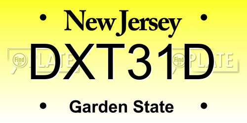 DXT31D New Jersey License Plate