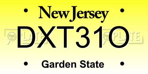 DXT31O New Jersey License Plate