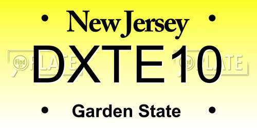 DXTE10 New Jersey License Plate