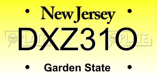 DXZ31O New Jersey License Plate