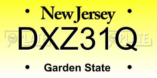 DXZ31Q New Jersey License Plate