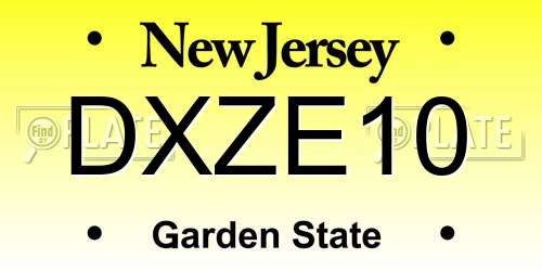 DXZE10 New Jersey License Plate
