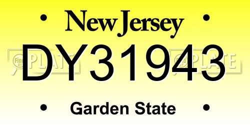 DY31943 New Jersey License Plate