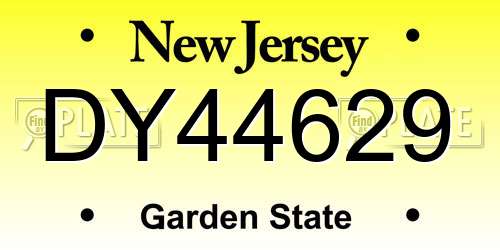 DY44629 New Jersey License Plate