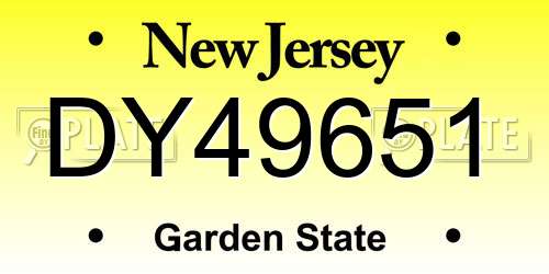 DY49651 New Jersey License Plate