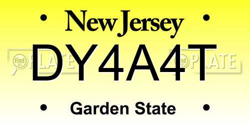 DY4A4T New Jersey License Plate
