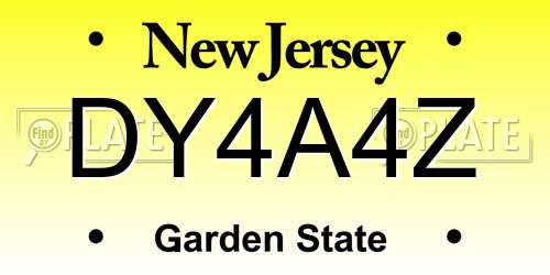 DY4A4Z New Jersey License Plate