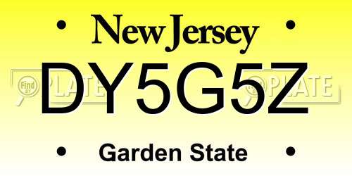 DY5G5Z New Jersey License Plate