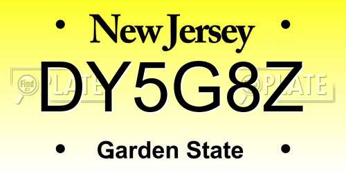 DY5G8Z New Jersey License Plate