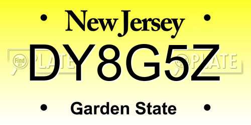 DY8G5Z New Jersey License Plate