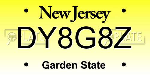 DY8G8Z New Jersey License Plate