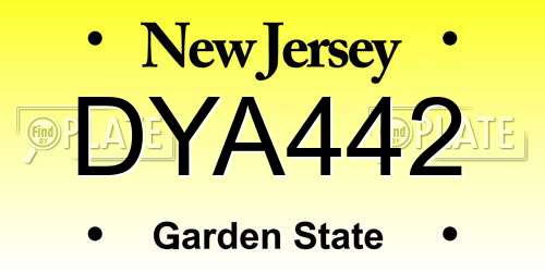 DYA442 New Jersey License Plate