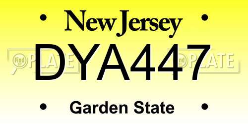 DYA447 New Jersey License Plate