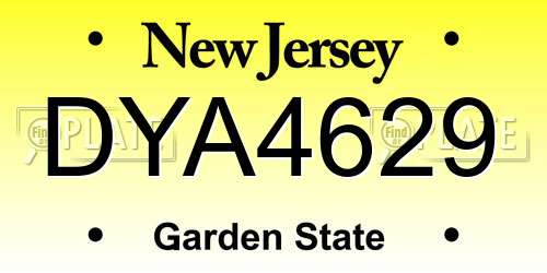 DYA4629 New Jersey License Plate